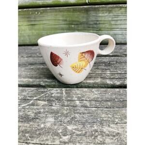 vintage Sherwood mug Flat Cup brown yellow leaves Vernon dinnerware